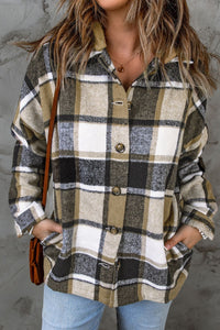 Hazel Blues® |  Plaid Button Up Hooded Shacket