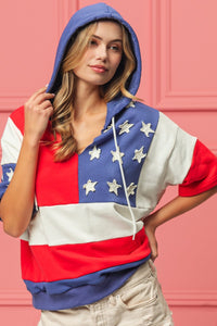 Hazel Blues® |  BiBi American Flag Theme Hoodie