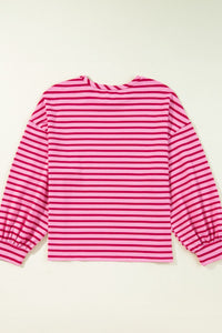 Hazel Blues® |  Striped Round Neck Long Sleeve Sweatshirt