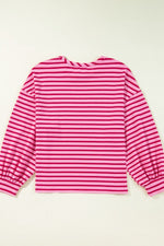 Hazel Blues® |  Striped Round Neck Long Sleeve Sweatshirt
