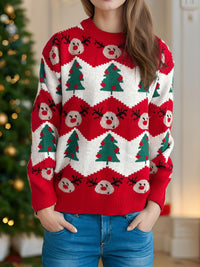 Hazel Blues® |  Christmas Element Round Neck Long Sleeve Sweater