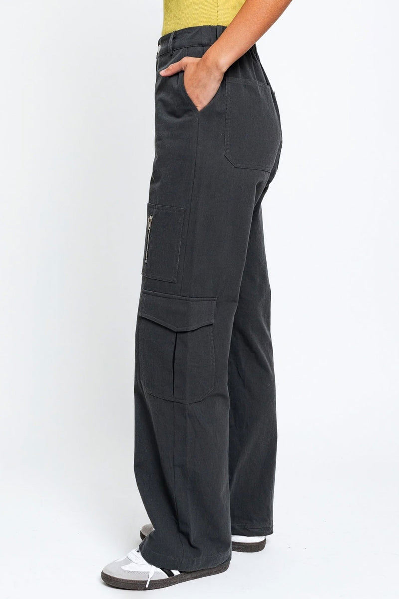 Hazel Blues® |  Tasha Apparel High Waisted Wide Leg Cargo Pants with Pockets