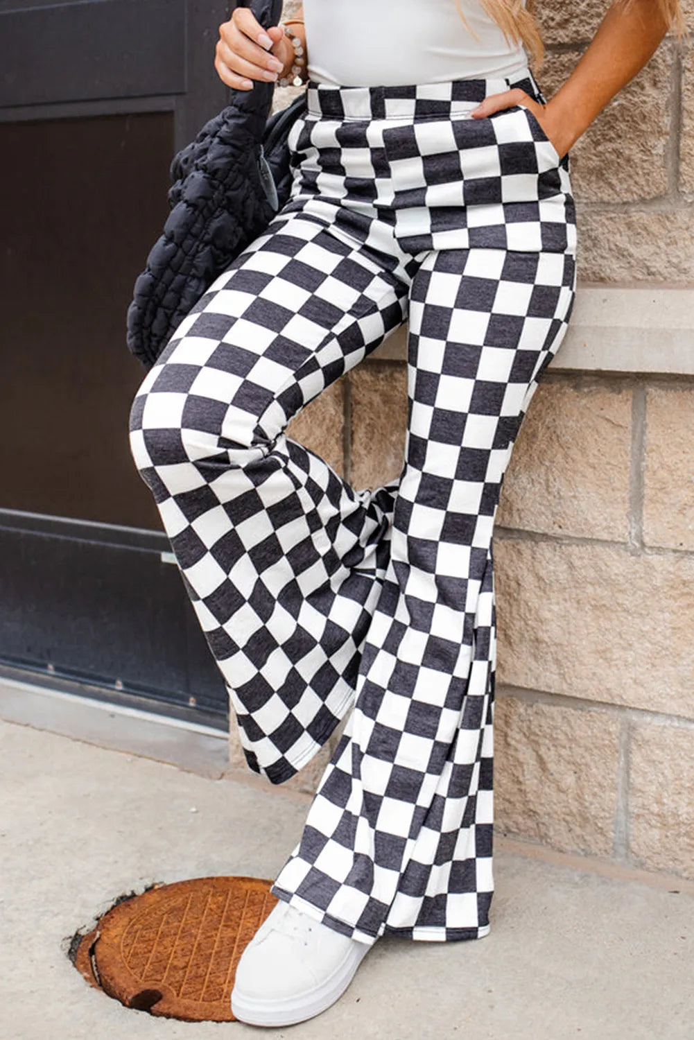 Hazel Blues® |  Checkered Flare Pants with Pockets