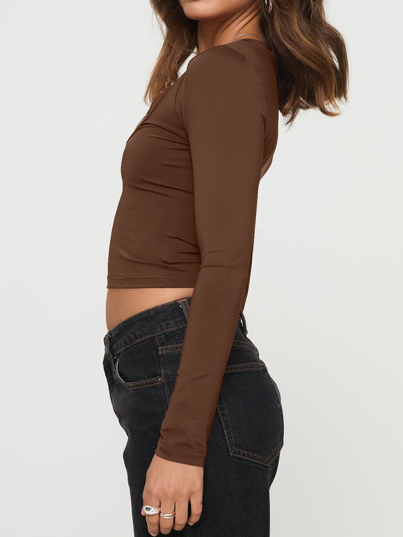 Hazel Blues® |  Scoop Neck Long Sleeve Cropped T-Shirt