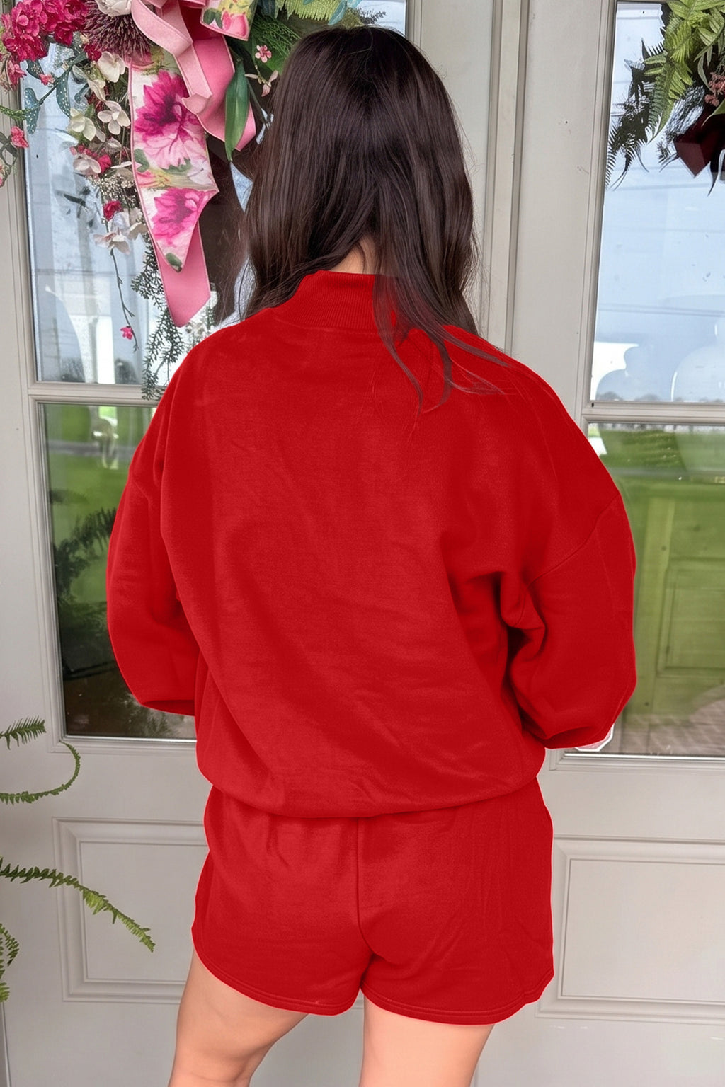 Hadley Grace Red Christmas Slogan Shorts Set