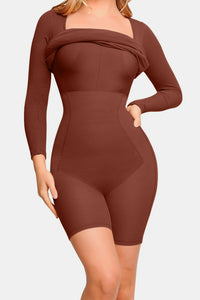 Hazel Blues® |  Basic Bae Built-In Shapewear Square Neck Long Sleeve Dress