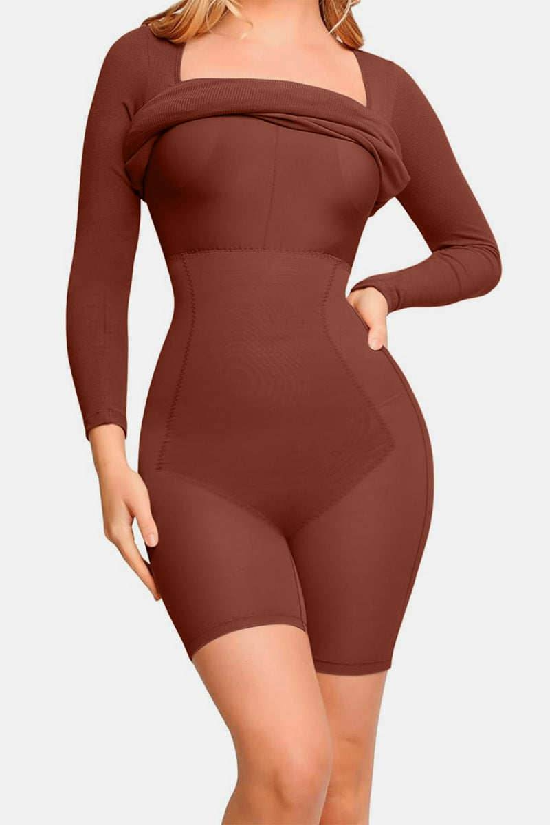 Hazel Blues® |  Basic Bae Built-In Shapewear Square Neck Long Sleeve Dress