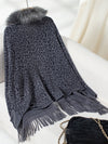 Hazel Blues® |  Fringe Leopard Open Front Long Sleeve Poncho