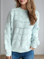 Hazel Blues® |  Openwork Round Neck Dropped Shoulder Sweater