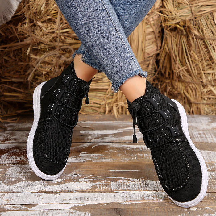 Hazel Blues® |  Lace-Up Round Toe Flat Sneakers