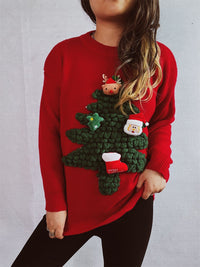 Hazel Blues® |  Christmas Tree Round Neck Long Sleeve Sweater