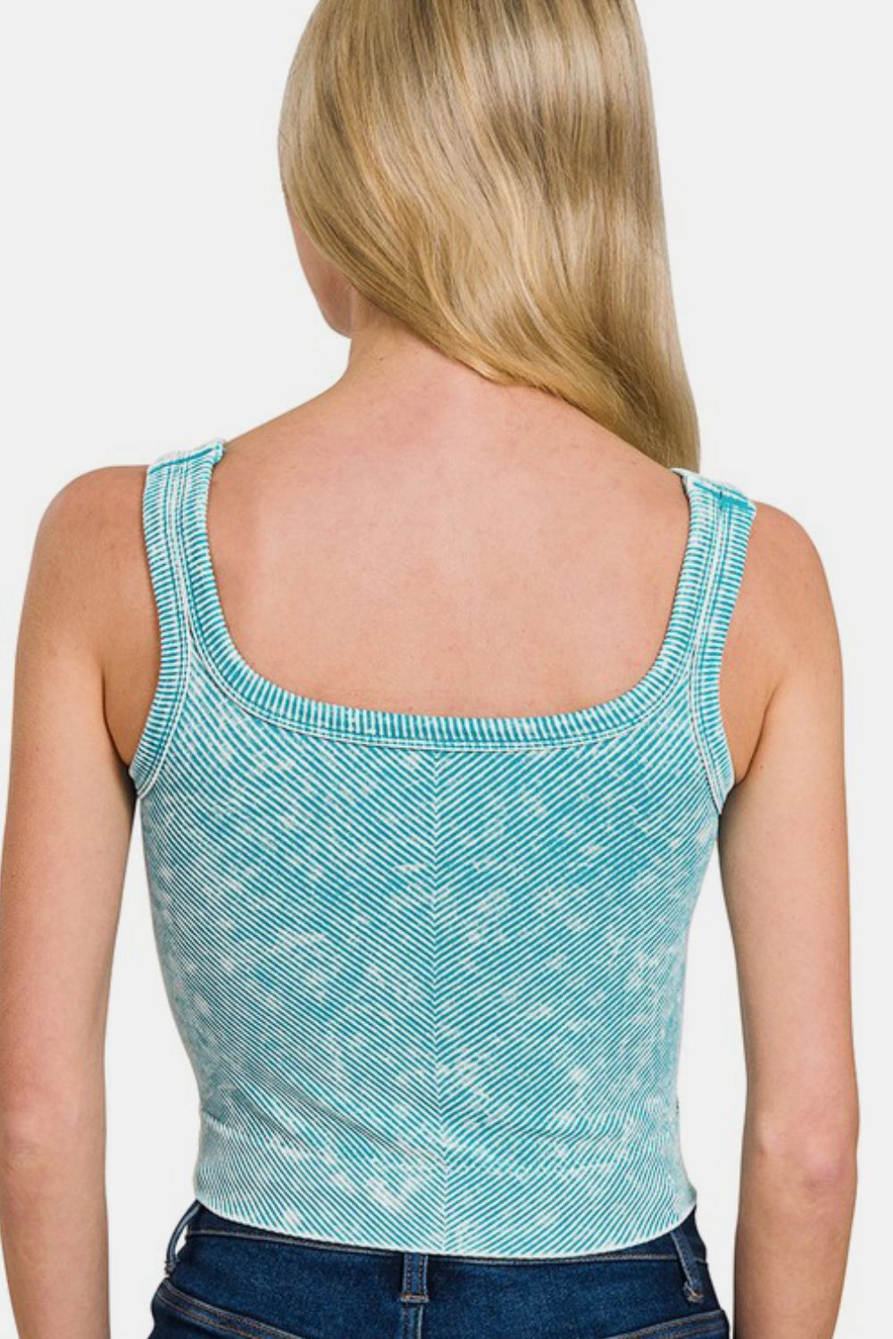 Hazel Blues® |  Zenana Washed Ribbed Scoop Neck Wide Strap Tank