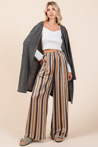 Hazel Blues® |  Mittoshop Striped Satin Elastic Waist Wide Leg Pants