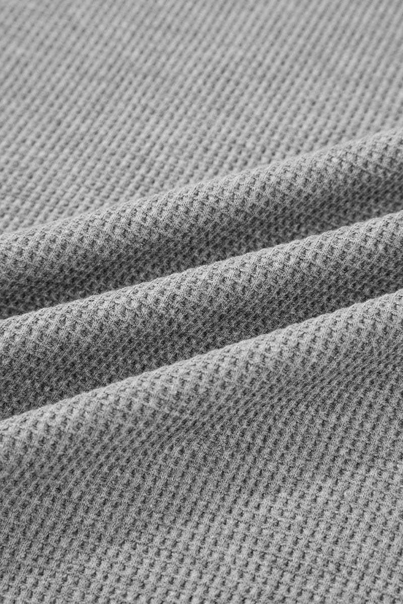 Hazel Blues® |  Gray Waffle Splicing Zip Up Front Button Hooded Jacket
