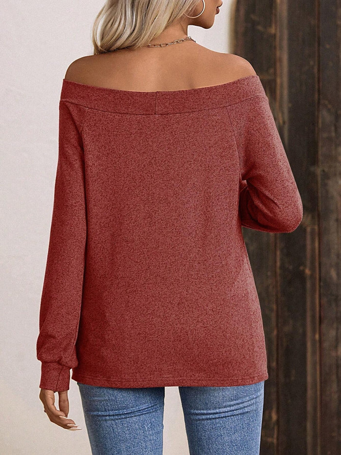 Off-Shoulder Long Sleeve T-Shirt