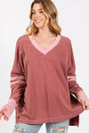 Hazel Blues® |  SAGE + FIG Mineral Wash Side Slit Contrast T-Shirt