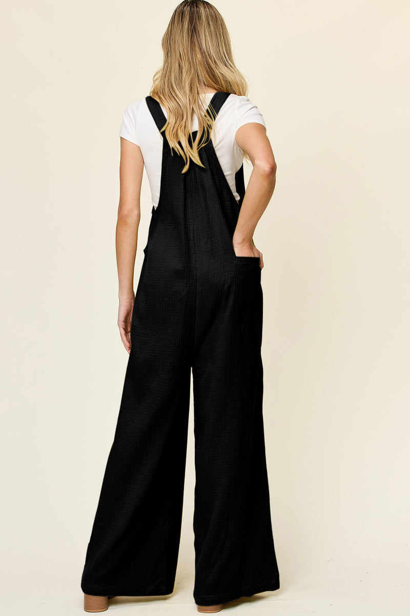 Hazel Blues® |  Double Take Texture Wide Strap Wide Leg Overall