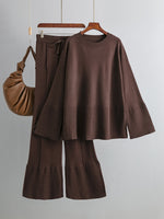 Hazel Blues® |  Basic Bae Slit Round Neck Long Sleeve Top and Drawstring Pants Sweater Set