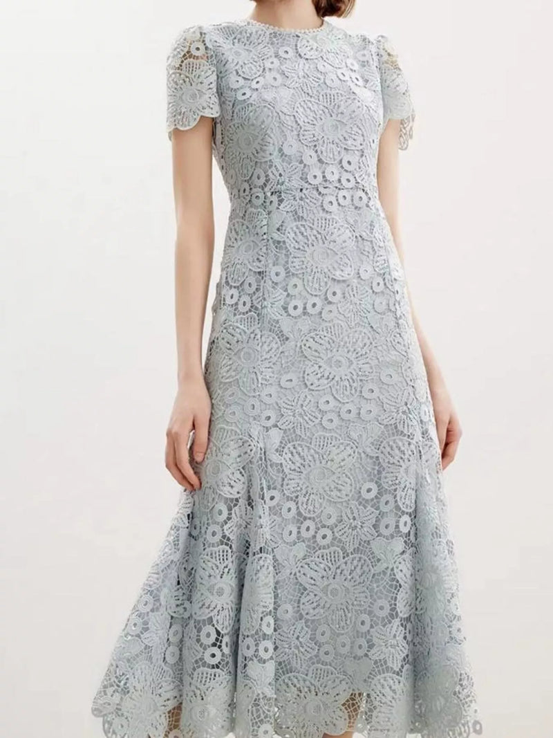 lace short mermaid dress ZAPAKA Women White Mermaid Knee Length Party Dress Short Sleeves Lace  Tiered Cocktail Dress  Zapaka CA