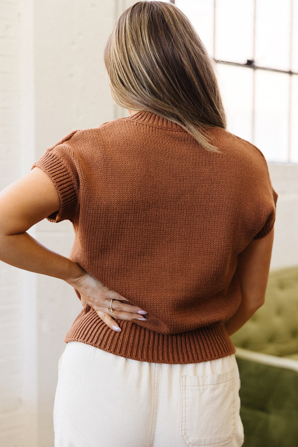 Pattern Short Western Horseshoe Sleeve Knit Sweater | Western Short Sleeve Horseshoe Cardigan