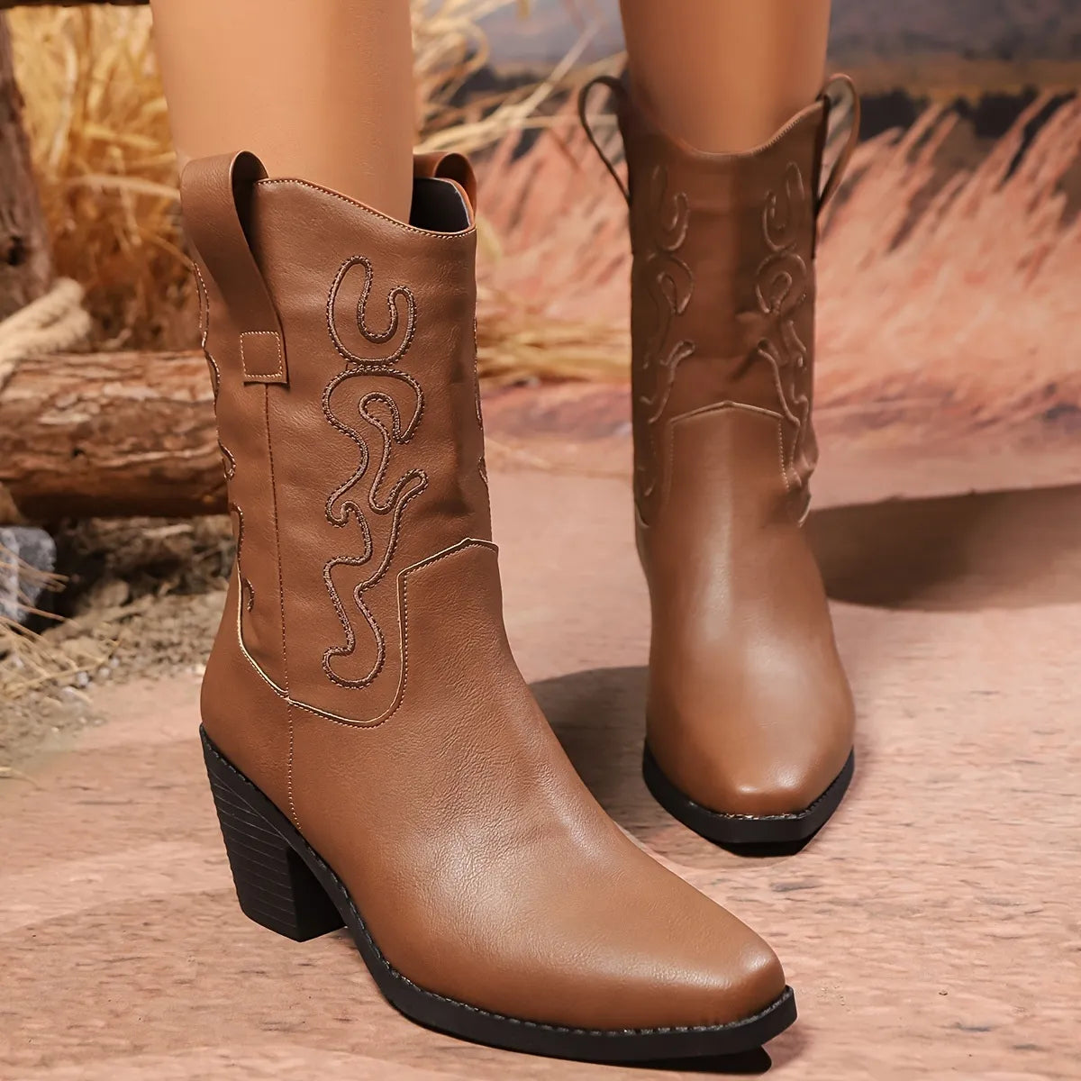 Light Brown Womens Cowboy Boots WOMENS STALLION COWBOY LEATHER