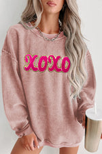 Hazel Blues® |  XOXO Sequin Round Neck Dropped Shoulder Sweatshirt