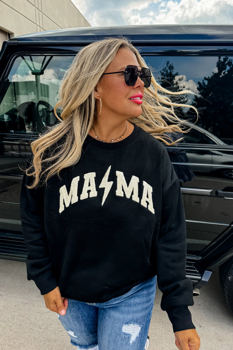 Hazel Blues® |  MAMA CHENILLE LETTER SWEATSHIRT