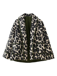 Hazel Blues® |  Leopard Open Front Long Sleeve Outerwear