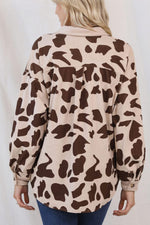 Hazel Blues® |  Cow Print Button Up Corduroy Shacket