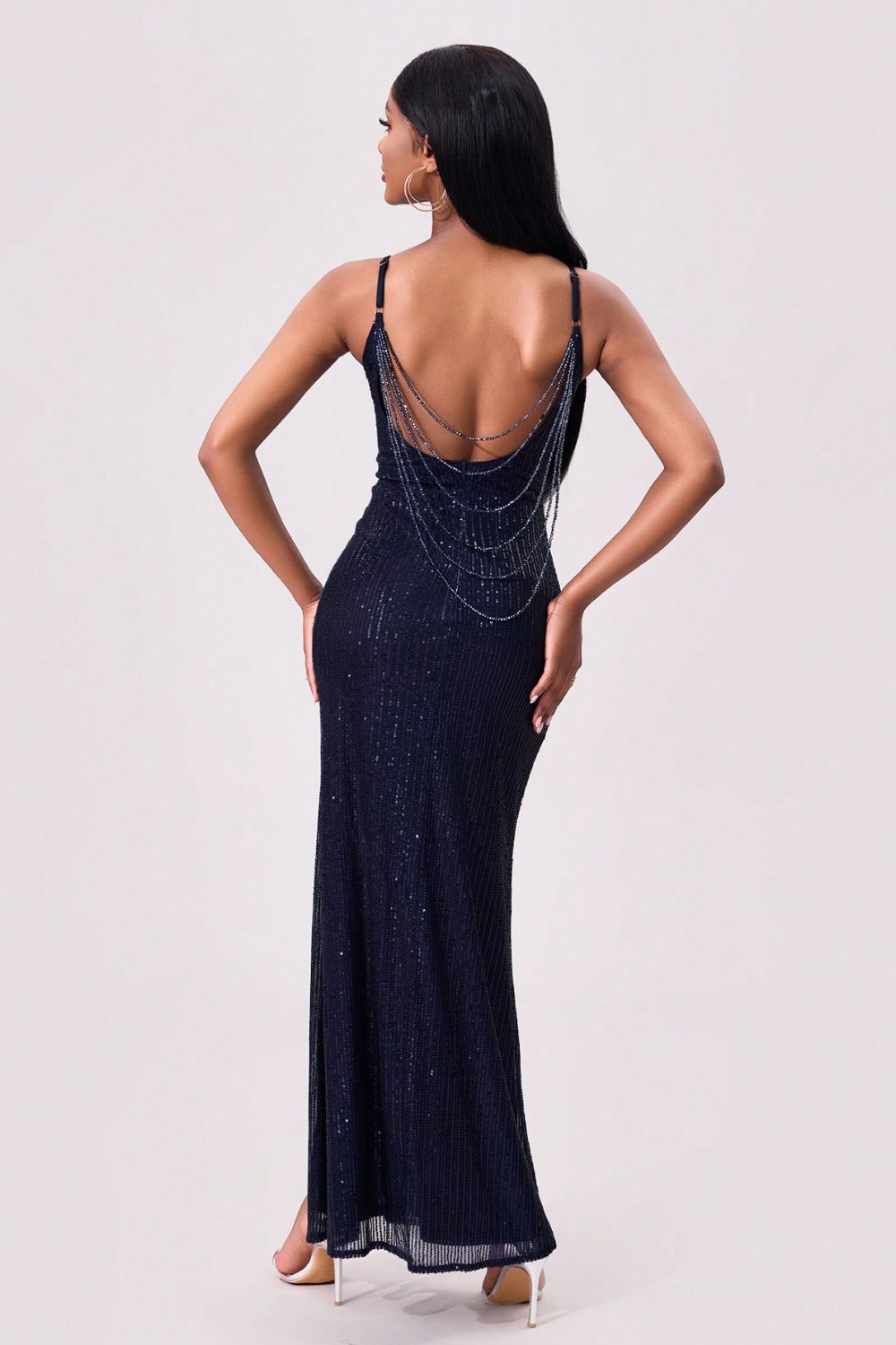 Hazel Blues® |  Split Sequin Backless Maxi Cami Dress