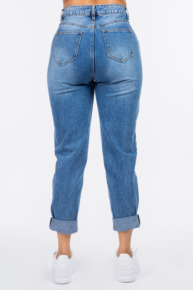 Hazel Blues® |  American Bazi High Waist Pleated Waist Mom Jeans