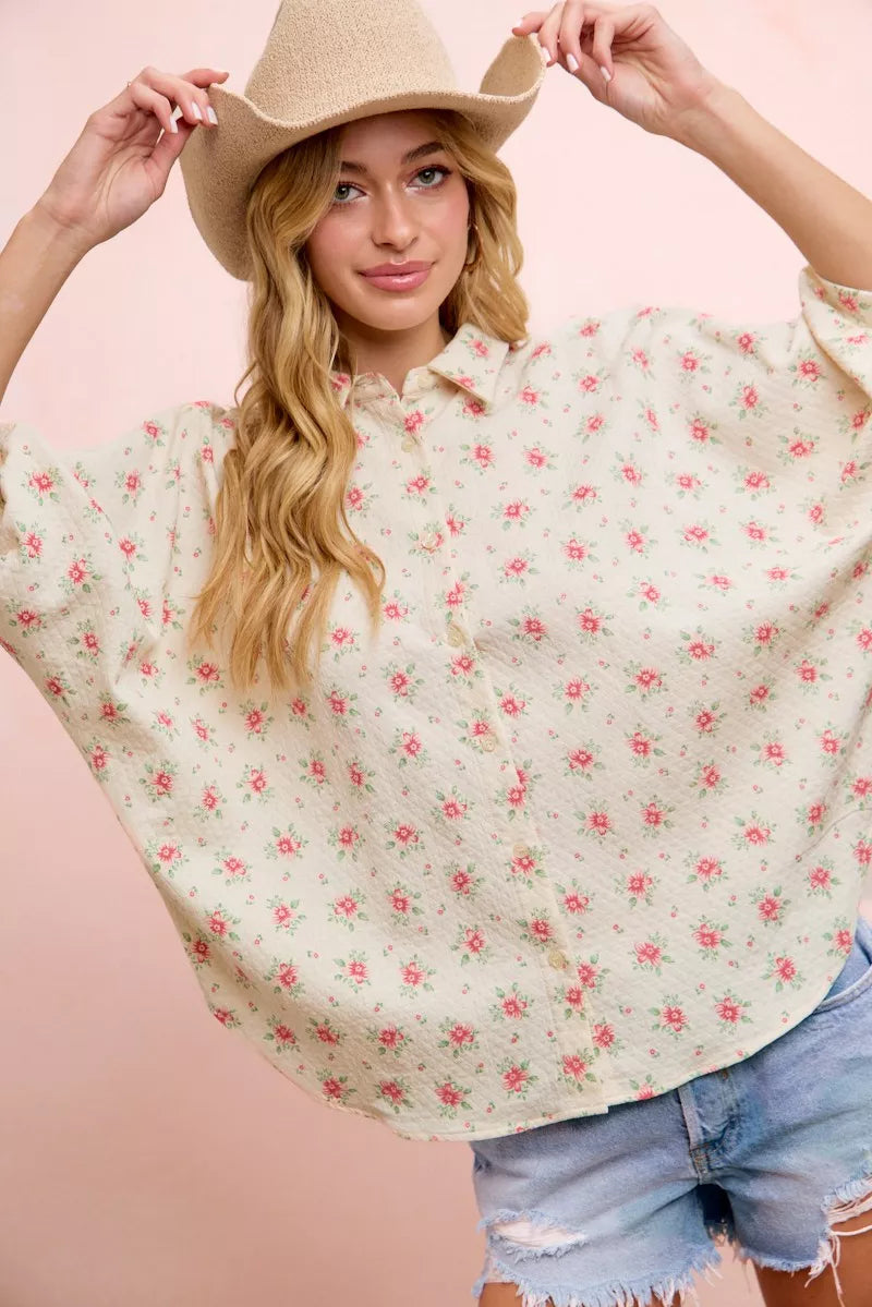 BiBi Flower Printed Short Dolman Blouse Top – Hazel Blues®