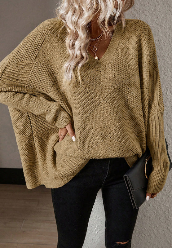 Hazel Blues® |  V-Neck Batwing Sleeve Sweater