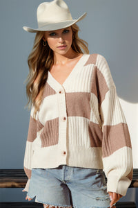 Hazel Blues® |  Double Take Checkered Dropped Shoulder Cardigan