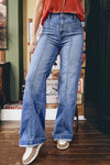 Hazel Blues® |  Beau Blue Tailored Center Seam Detail Straight Loose High Rise Jeans
