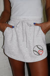 Hazel Blues® |  Light Grey Baseball Heart Embroidery French Terry Skort