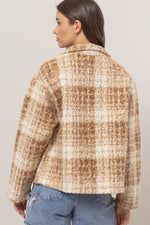 Hazel Blues® |  HYFVE Plaid Collared Neck Boucle Jacket with Pockets