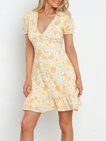 Hazel Blues® |  Ruffled Hem Printed Short Sleeve Mini Dress