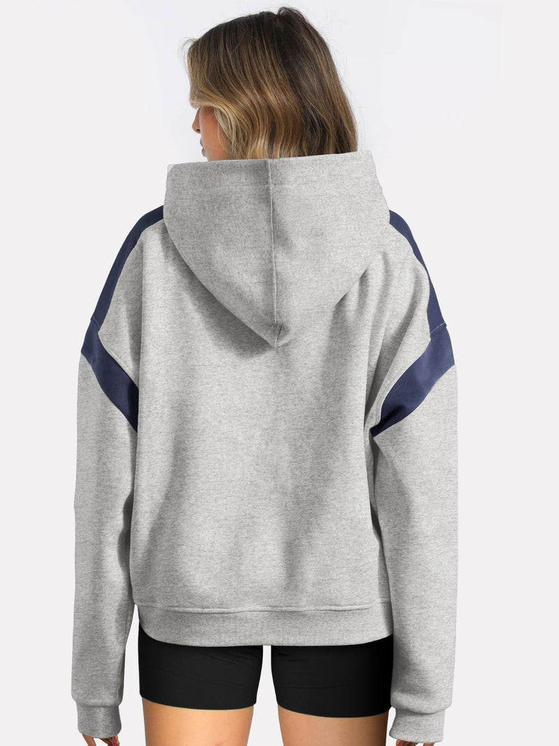 Hazel Blues® |  Contrast Dropped Shoulder Long Sleeve Hoodie