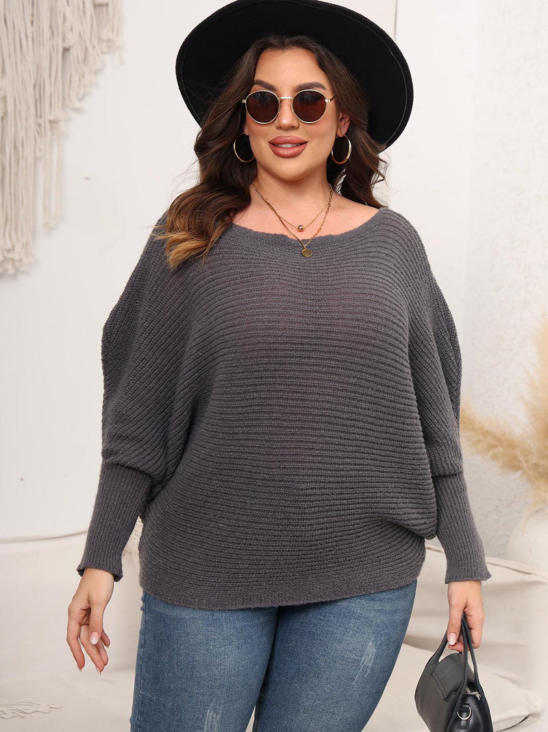 Hazel Blues® |  Boat Neck Batwing Sleeve Sweater