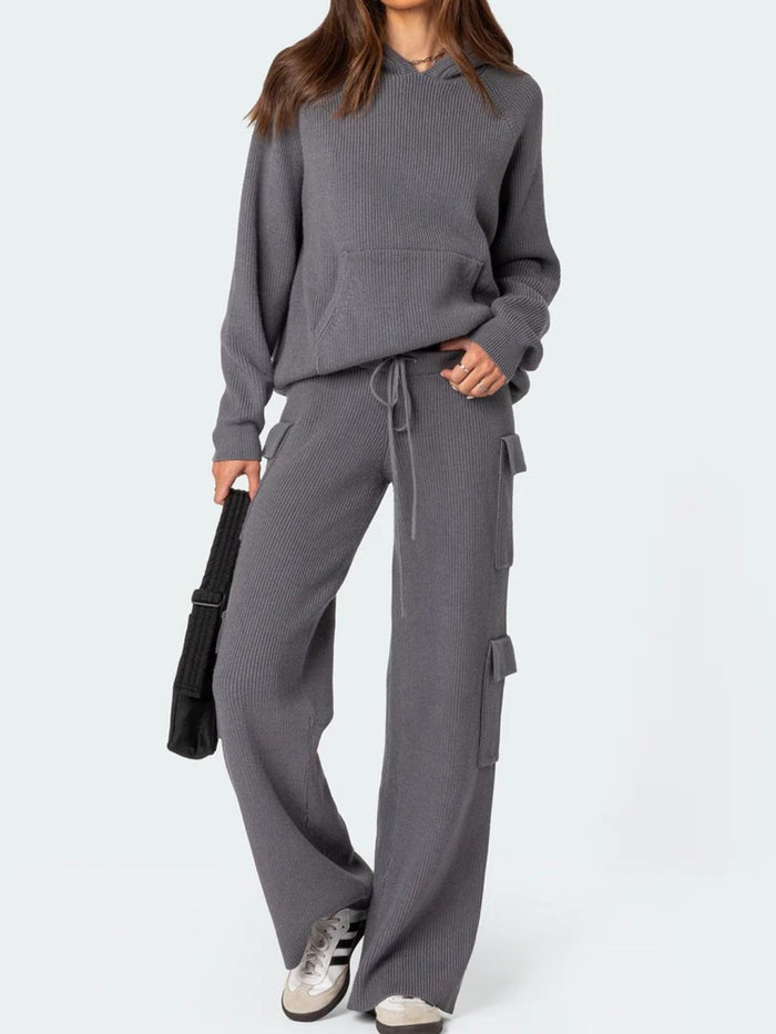 Hazel Blues® |  Long Sleeve Hooded Top and Pants Sweater Set