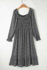 Hazel Blues® |  Printed Square Neck Long Sleeve Midi Dress