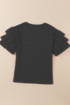 Hazel Blues® |  Ruffled Round Neck Short Sleeve Blouse