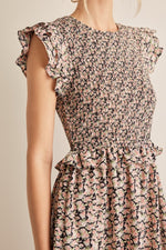 Hazel Blues® |  In February Floral Smocked Ruffled Midi Dress