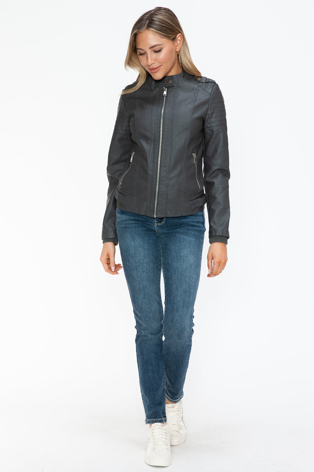 Hazel Blues® |  Snobbish PU Leather Biker Jacket with Side Zip Pockets