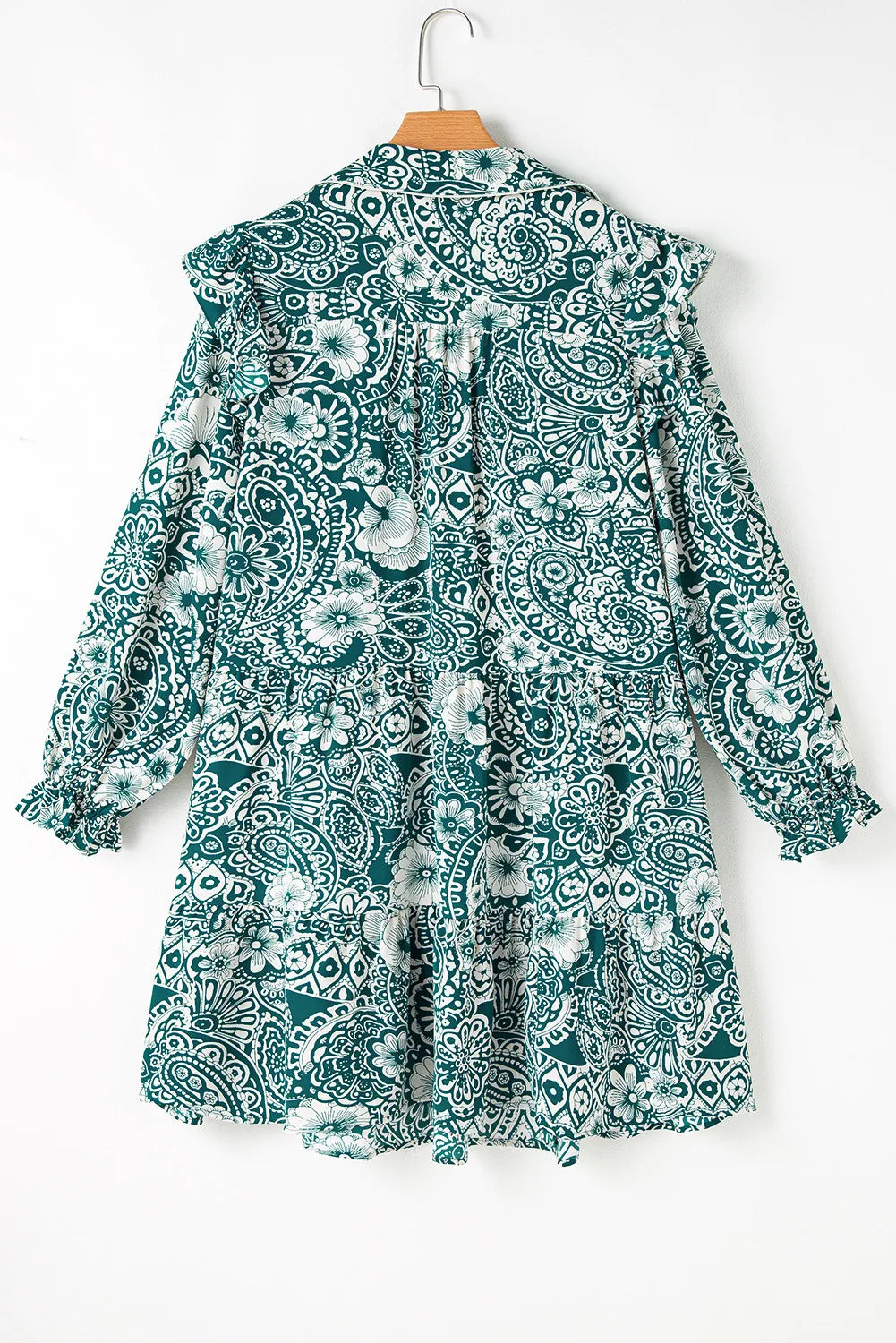 Hazel Blues® | Ruffled Printed Flounce Sleeve Dress