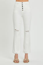 Hazel Blues® |  RISEN High Rise Button Fly Straight Ankle Jeans