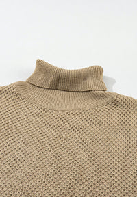 Hazel Blues® |  Solid Color Turtleneck Short Sleeve Sweater