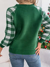 Hazel Blues® |  Reindeer Plaid Round Neck Long Sleeve Sweater