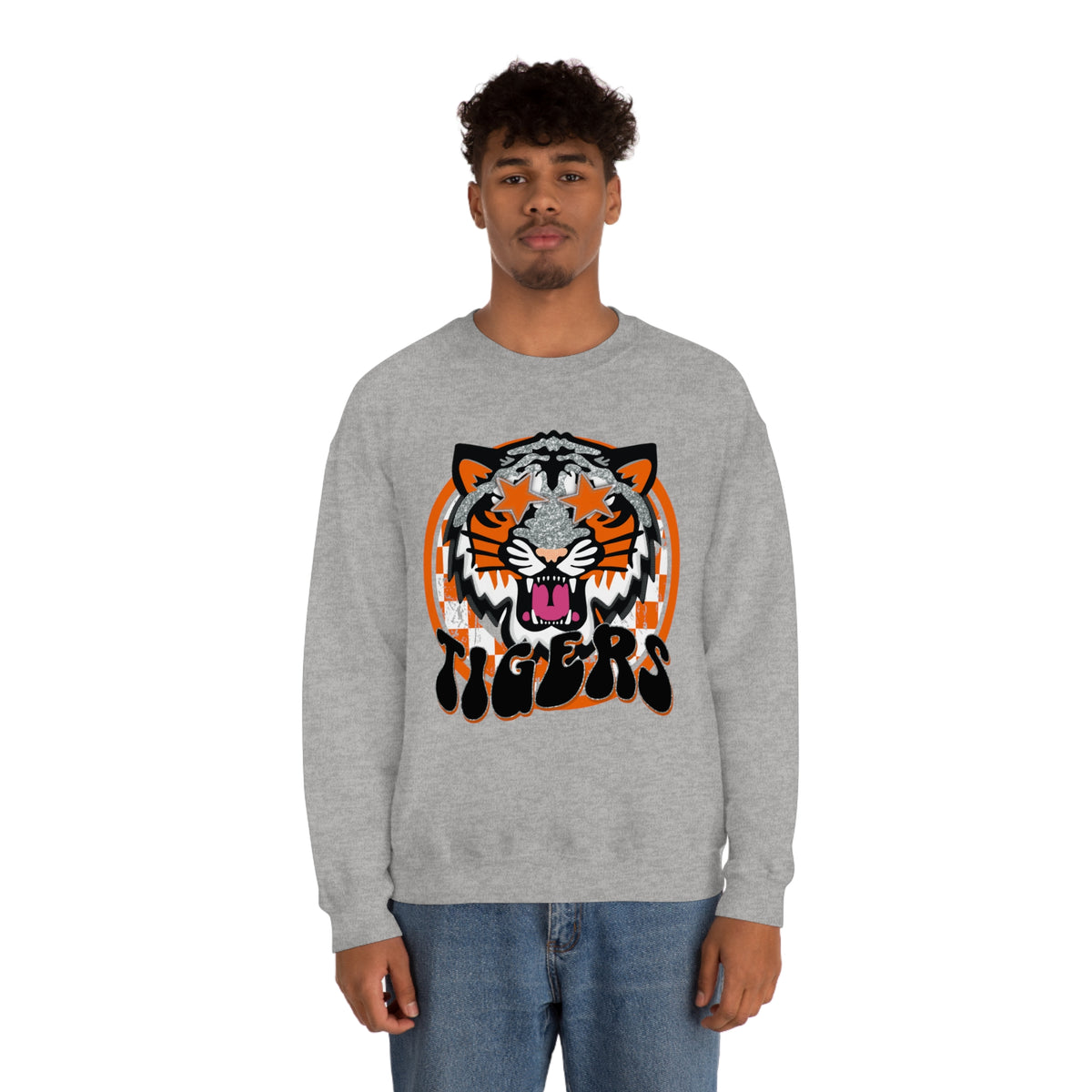 Hazel Blues® |  Orange & Black Tigers Graphic Sweatshirt